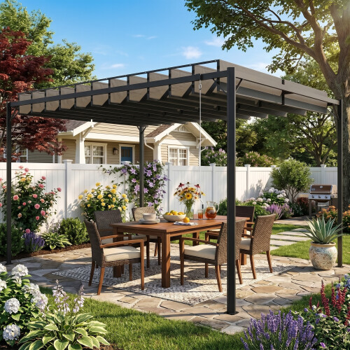 Outsunny Pérgola Gris 404 x 304 x 240 cm 1