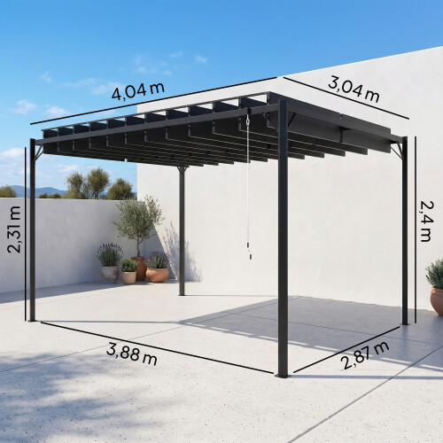 Outsunny Pérgola Gris 404 x 304 x 240 cm 2