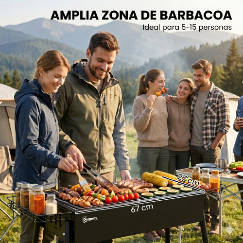 Outsunny Barbacoa de Carbón Negro 94 x 39 x 70 cm 2