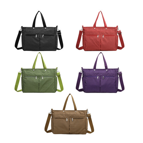 Classical Checkered Shoulder Bag With Multiple Carrying-Purple 1