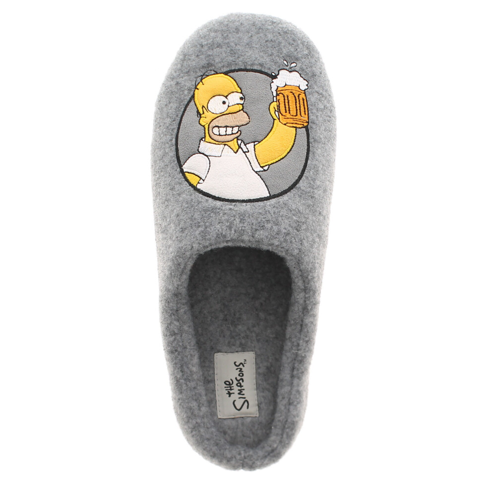The Simpsons (, 7 (Adults')) Mens Slippers Homer Beer Novelty Mule Uk Size Grey