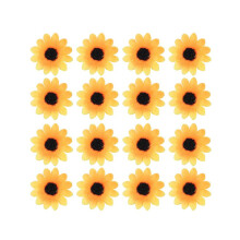 100 künstliche Sonnenblumen-Gänseblümchen-Gerbera-Blütenköpfe für Hochzeitsdekoration (Gelb & Braun)