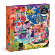 Mudpuppy Bienvenido a la Ciudad Espeluznante - Puzzle Familiar de 500 Piezas con Ilustraciones Espeluznantes
