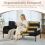 (Black) Modern Upholstered 3-Seater Sofa with Side Pockets & Armrests 4