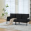 (Black) Modern Upholstered 3-Seater Sofa with Side Pockets & Armrests 1