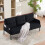 (Black) Modern Upholstered 3-Seater Sofa with Side Pockets & Armrests 2