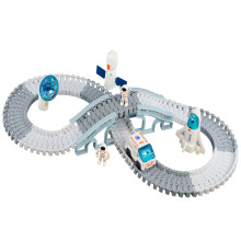 The Magic Toy Shop Space Track Set 20 Pcs for Kids Battery Powered Rover Tracks Astronauts Shuttle