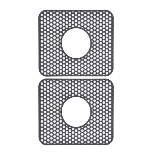 2 tapis de sol d'évier doux dotés d'une barrière-Gris foncé