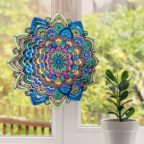 Cíclica de vento Mandala em aço inoxidável de 30 cm (12 polegadas) 2