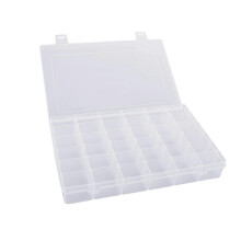 Portable 36-Grid Clear Hard Plastic Adjustable Jewelry Organizer Box Storage Container Case with Removable Dividers