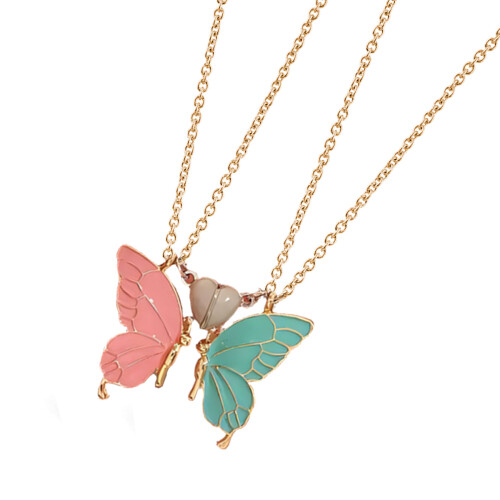 Elegant Butterfly Pendant Necklaces Night Light Effect-C