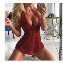 (L, red) New Plus Size Lace Lingerie Sexy Hot Erotic Costumes Porno Women's Sleepwear For Sex Underwear Nightwear Female Exotic Apparel