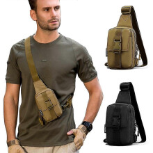 (Black) Tactical Chest Bag Military Trekking Pack Edc Sports Bag Shoulder Bag Crossbody Pack Assault Pouch For Hiking Cycling Campinga