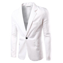 (L, White) Allthemen Mens Solid Color Slim Fit Business Casual Blazer