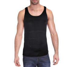 (M, Black) Mens Compression Vest Tank Tops Waist Trainer Body Shaper Undershirt