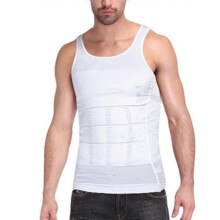 (2XL, White) Mens Compression Vest Tank Tops Waist Trainer Body Shaper Undershirt