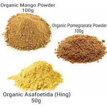 Organic Ground Spice Combo of Pomegranate Powder 100g - Mango Powder 100g - Asafoetida (Hing) 50g