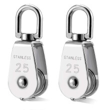 Anti-Rust Pulley Block for Construction, Durable Hard Stainless Steel Smooth Roller Ensures Good Rope Crossing 360 Degree Swivel
