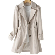 (4XL, Khaki) Womens Single-breasted Trench Coat Oversize Long Sleeve Coat With Pocket Gift For Christmas Birthday New Year