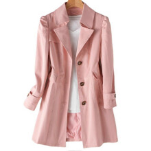 (5XL, Pink) Womens Single-breasted Trench Coat Oversize Long Sleeve Coat With Pocket Gift For Christmas Birthday New Year