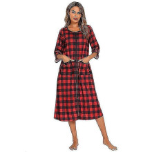 (2XL, Red) Womens Robes Dressing Gowns,women Zipper Robe Short/long Sleeve Housecoat