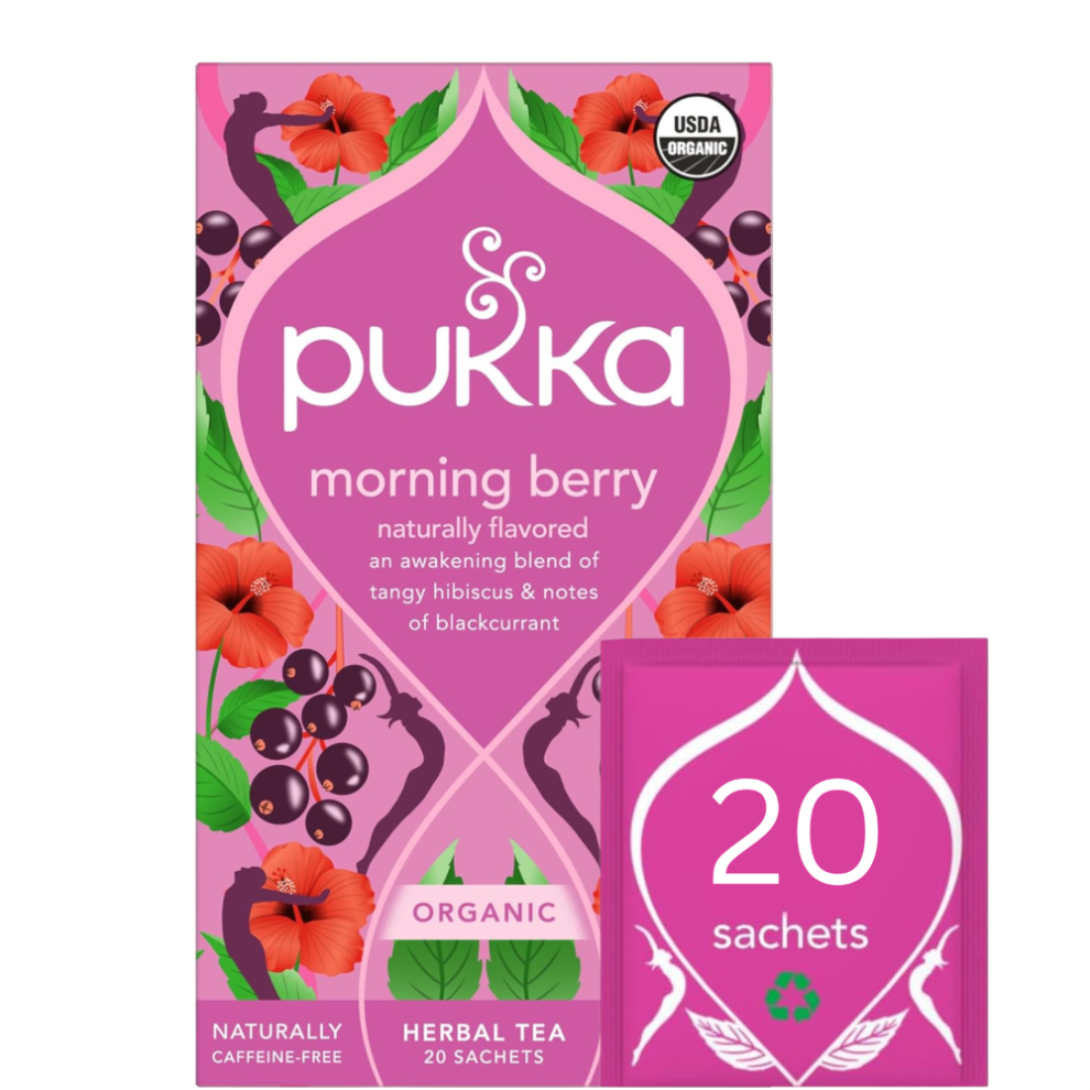 Pukka Morning Berry Organic Herbal Tea - 1 Pack (20 Sachets)