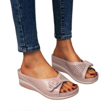 (39, Pink) Soft Footbed Orthopedic Arch-support Sandals Women's Platform Wedge Shoes Breathable