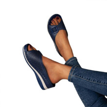 (41, Blue) Soft Footbed Orthopedic Arch-support Sandals Women's Platform Wedge Shoes Breathable