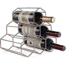 (Rose gold) Countertop Wine Rack - 6 Bottle Holder For Wine Storage, Freestanding Wine Rack For Wine Cellar Bar Cabinet Gold