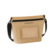 Waterproof Beach Bag Crossbody Shoulder Pack with Clear-Beige S