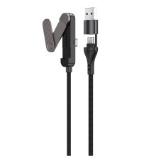 Heavy Duty 65W Fast Charging USB Cable With Phone Stand-Black