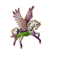 Trendy Flying Horse Brooch with Sparkling Stones Animal-Purple