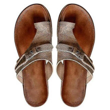 (36, Grey) Women Orthopedic Flip Flops Sliders Slip On Sandals Flat Casual Beach Slippers Shoes