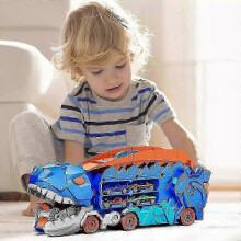 (8 cars) Dinosaur Transport with Metal Cars, City Dinosaur Ultimate Hauler Track Toy