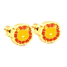 (Lion head EA61960M, Steel color) Classic Elegant Creative Rabbit Stud Earrings, Minimalist Cute Stainless Steel Ear Piercing Jewelry for Women