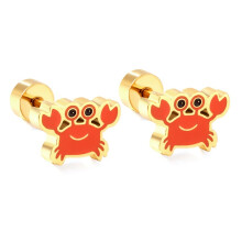 (Crab EA61950L, Steel color) Classic Elegant Creative Rabbit Stud Earrings, Minimalist Cute Stainless Steel Ear Piercing Jewelry for Women