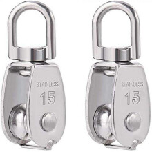 Stainless Steel Pulley Block, 35Kg Heavy Duty Lifting, Anti-Rust Corrosion Resistant, Smooth Roller for Easy Rope Movement, 360 Degrees Rotation, 6 X