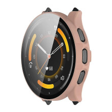 (Pink) Applicable toWatch Case For Garmin Venu 3, All-Around PC Cover with HD Tempered Glass Film