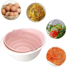 Double Layered Drain Basin, 2 in 1 Kitchen Colander Set with Dishwasher Friendly Construction, Vegetable Washing Basket Made from BPA Free Plastic,