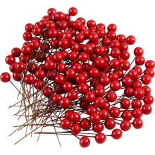 Foam Berry Stems for Artificial Christmas Red Berry Stems, Multi-purpose Decorations with Flexible Wire for DIY Crafts Wreath Garland, Durable and