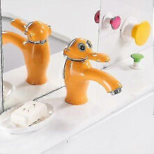 (Orange) Elephant Faucet Pure Copper Children Color Ceramic Elephant Faucet