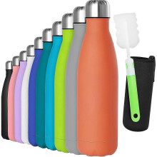 Stainless Steel Water Bottle, Double-walled Vacuum Water Bottle 12 Hours Hot & 24 Hours Cold Drinks 500ml Orange