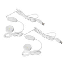 2 pezzi di faretti LED USB da 5V, dimmerabili, rotondi da 37 mm, bianco
