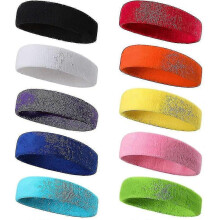 10 Pieces Sports Headband for Men And Women, Sweatband, Elastic Hair Band Non Slip Moisture Wicking Cotton Headband for Sports