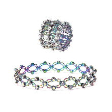 (color) 2 In 1 Magic Retractable Ring Bracelet Creative Stretchable Twist Folding Ring Crystal Telescopic Rings Bracelet Jewelry