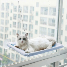 (Blue) Warm Cat Window Perch With Strap & Suction Cups, Waterproof Cat Window Hammock Space Saving Cat Window Bed Seat