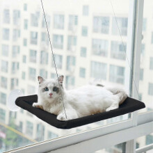 (Black) Warm Cat Window Perch With Strap & Suction Cups, Waterproof Cat Window Hammock Space Saving Cat Window Bed Seat