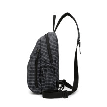 Checkered Nylon Backpack Fashion Crossbody Bag Adjustable-Black