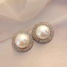 (rhinestone 3) Luxury Zircoun Stud Earrings Women's Fashion Imitation Pearl Earrings High Quanlity Copper Earrings Party Wedding Bridal Jewelry