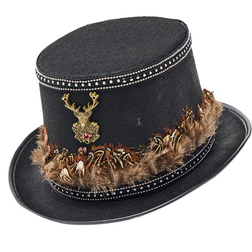 Unique Feather Deer Hat Great For Cosplay Outfits-Black